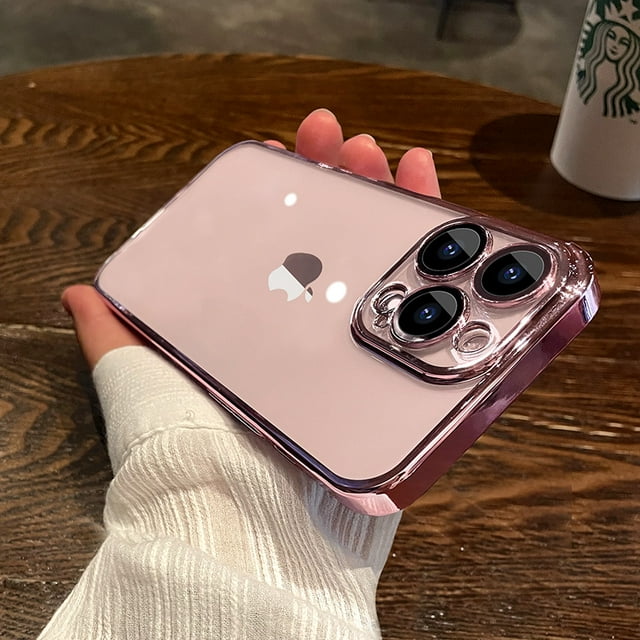 NEW Luxury Plating Clear Phone Case For iPhone 15 14 13 11 12 Pro Max X XS Max XR 7 8 Plus Full Lens Protector Silicone Cover RJ