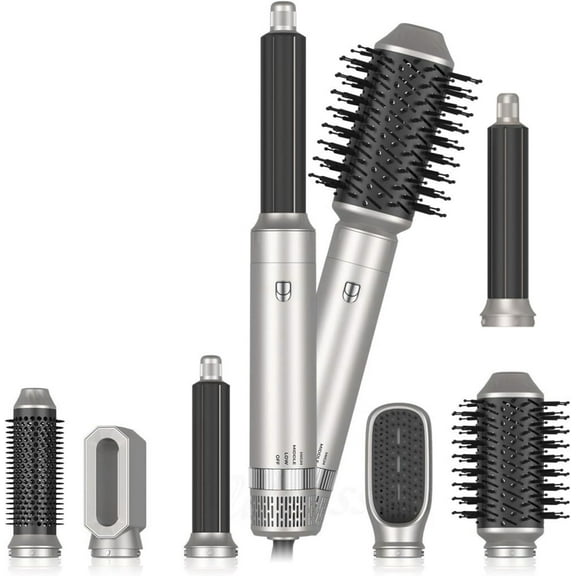 CNV 6-in-1 Professional Hot Air Hair Brush Set - Complete Blow Dryer, Air Curler Wand, Straightener Brush & Volumizer for All Hair Styles