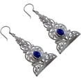 thumbnail image 4 of 925 Sterling Silver Drop Earring for Women, Genuine Lapis Lazuli Gemstone Designer Earrings, Handmade Fashion Jewelry for Gifts, 4 of 5
