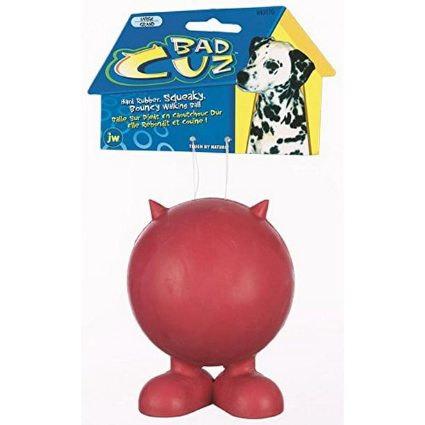 Bad Cuz Rubber Dog Toy, Hard natural rubber ball with feet, by JW Pet