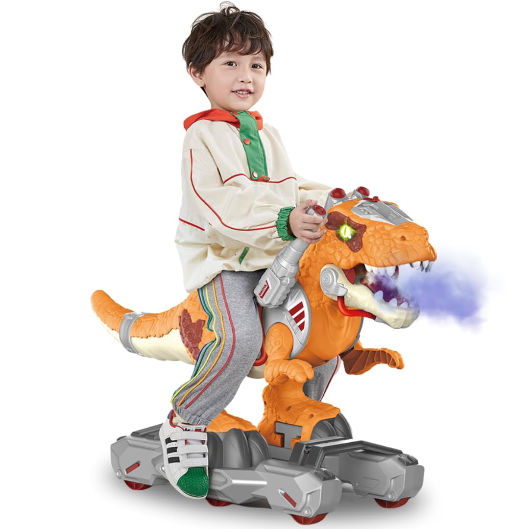 Dinosaur Ride On Push Car for Little Kids, Battery Operated Push & Ride ...