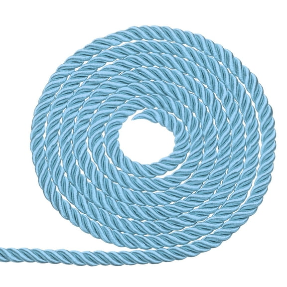 Uxcell Twisted Cord Trim, 5mm/11 Yard Trim Cord Rope 3-Ply Polyester Silk Twine Braided Rope Twist Ties Cords Silk Rope for Home Decor Graduation Honor Cord DIY Craft, Blue