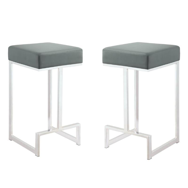 Backless Faux Leather Counter Stool, Backless Chrome Leather Bar Stools