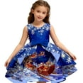 thumbnail image 4 of XEGLSBU Dresses for Girls Size 6 Girls Christmas Dress Sleeveless Santa Snowman Christmas Party Prom Formal Gowns Toddler Festival Outits Girls Dresses Blue Flowers Blue-A Size 4-5 Years, 4 of 4