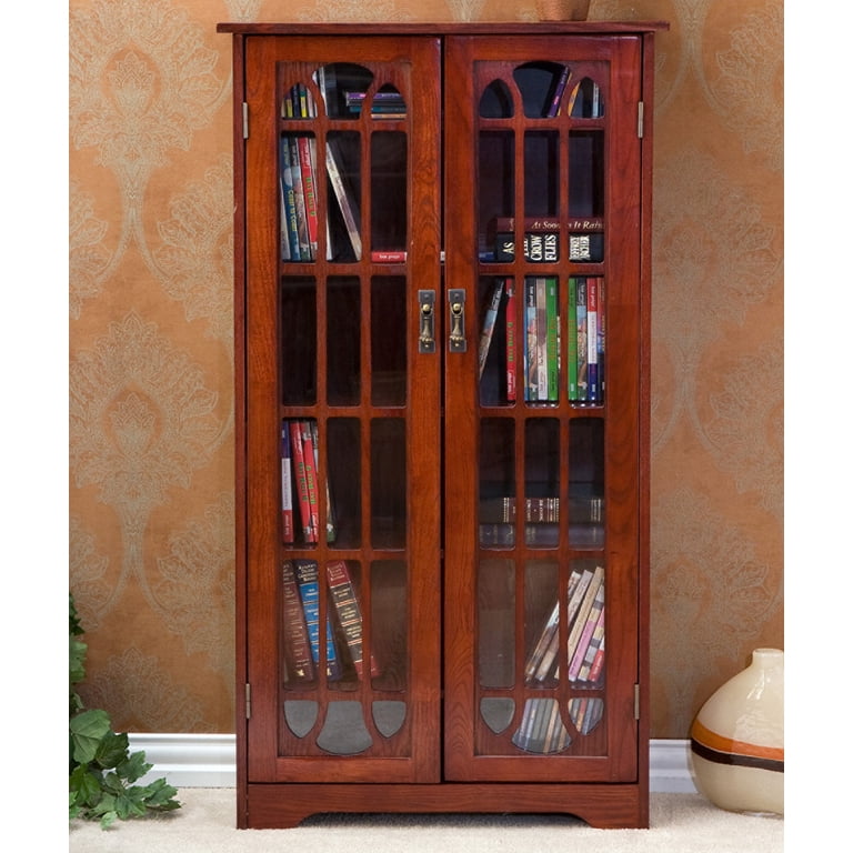 Southern Enterprises Glass Window Pane Media Cabinet - Cherry