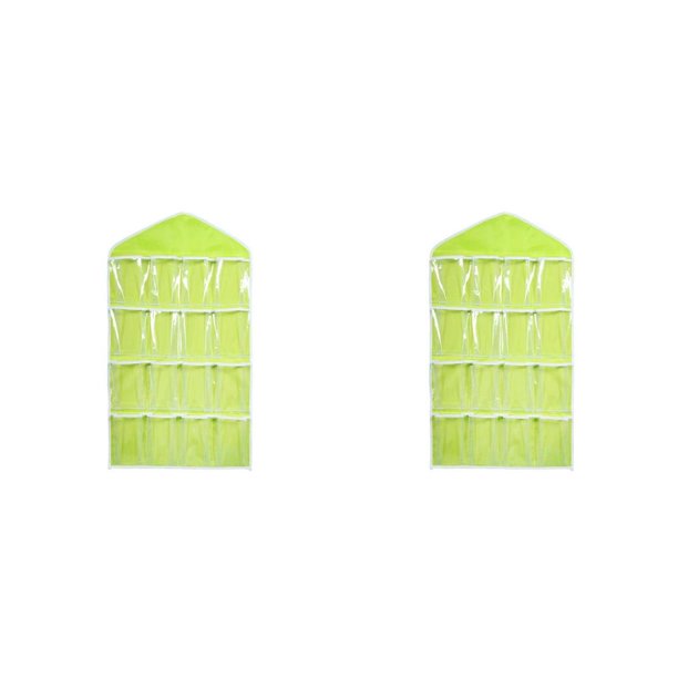 sweethay Bolsas de almacenamiento colgantes de 16/24 rejillas, calcetines para sujetador, ropa interior, organizador transparente para el verde 2Conjunto