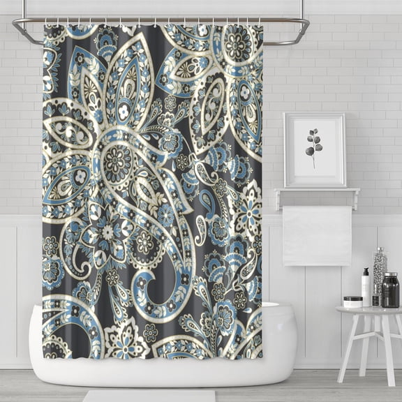 Colorful Bohemian Shower Curtain - Exotic Paisley Floral Pattern, Vintage Chic Bathroom Decor, 72x72 Inches