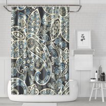Colorful Bohemian Shower Curtain - Exotic Paisley Floral Pattern, Vintage Chic Bathroom Decor, 72x72 Inches