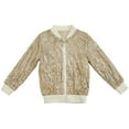 thumbnail image 5 of Staki Bomber Jacket Girls Girls's' Sequin Bomb Jacket Shiny Set Long Sleeved Zipper Bright Color for Girls' Kid Birthday Concert Varsity Jacket(Gold,4-5 Years), 5 of 6