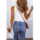 thumbnail image 1 of ABPHQTO Camiseta sin mangas con cuello en U de punto gofrado liso blanco para mujer, 1 of 5