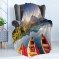 thumbnail image 4 of Fishing Soft Flannel Fleece Throw Blanket, Mountain Lake in National Park Slovakia Sailboats European Ecology Nature Print, Cozy Plush for Indoor and Outdoor Use, 70" x 90", Multicolor, by Ambesonne, 4 of 5