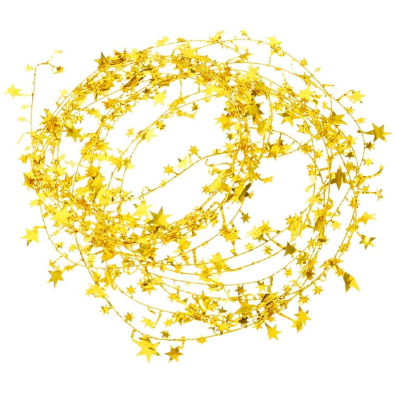 NIYANGLE 1Pack Hanging Garland Star Tinsel Garlands Golden Steel for Home Decor and Holiday Themes