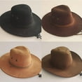 thumbnail image 2 of Color Men Polyester Cap Large-Brim Western Rope Rider Hat New N4S2 Cowboy D9V6, 2 of 9