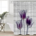 thumbnail image 5 of Abstract Purple Shower Curtain, 48" x 72", Tulip Ray Wood Grain Waterproof Bathroom Curtain Washable Shower Curtain Set with 12 Hooks, 5 of 6