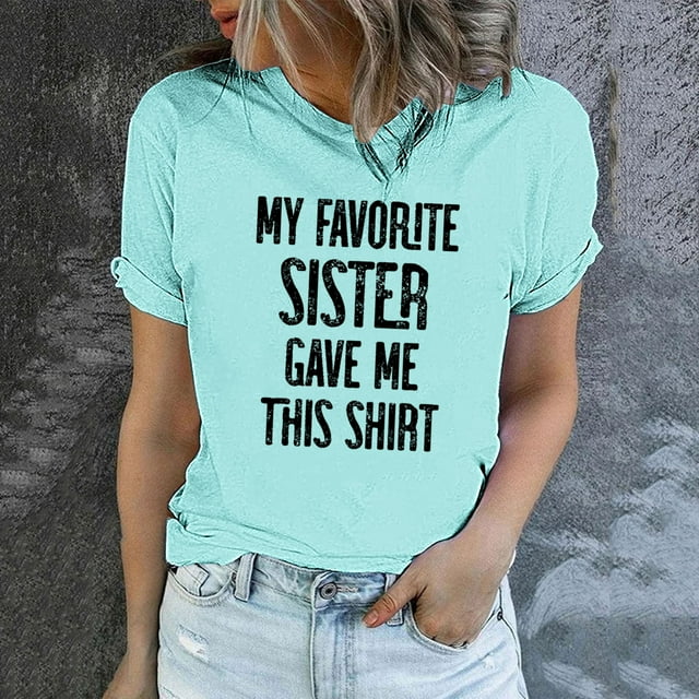 LSLJS Women's Funny Printed Pattern Casual Fashion Soild Color Short Sleeve Tops Blouse
