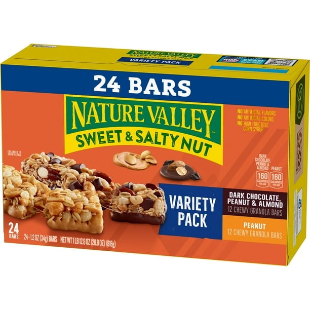 Nature Valley Granola Bars, Sweet and Salty Nut, Variety Pack, 24 Bars, 28.8 OZ - Pack of 2