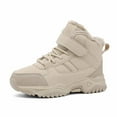 thumbnail image 2 of LYHaoo Boys Winter Fleece Lined Ankle Boots Comfortable Warm Athletic Sneakers For Toddlers And Kids Outdoor Play And Casual Walking Sizes 13.5 Bid Kid Beige(8-9 Years), 2 of 6