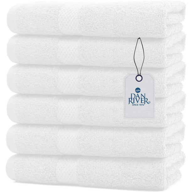 DAN RIVER 100% Cotton Hand Towel Set of 6| Ultra Soft Bathroom Hand ...