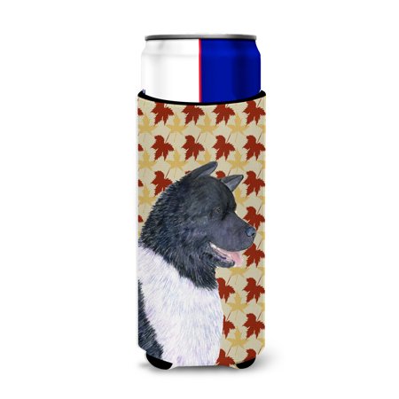

Caroline s Treasures SS4335MUK Akita Fall Leaves Portrait Ultra Hugger for slim cans Slim Can multicolor