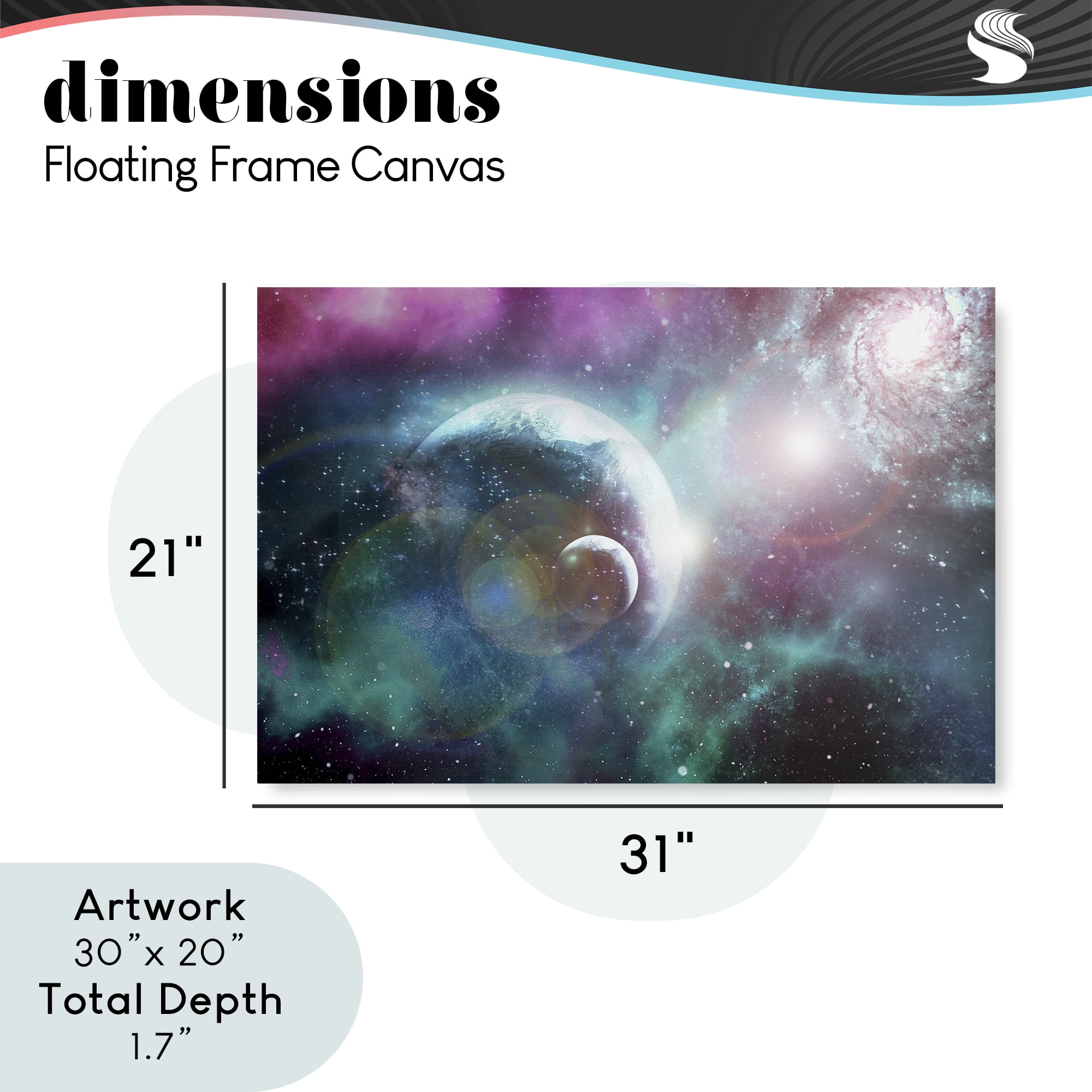 Eclipsing Cosmos Planets Gray Framed Floater Canvas Wall Art, design by Ali Chris