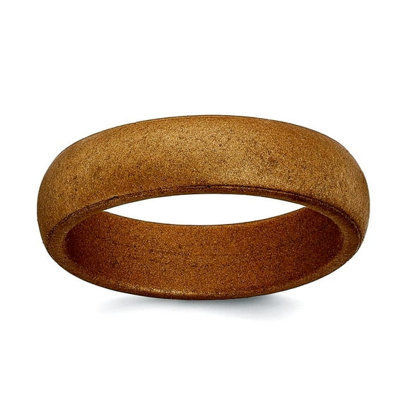 Silicone Bronze Metallic 5.7mm Domed Band Size 9 Ring for Women and Men - .8 Grams