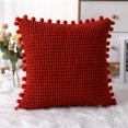 thumbnail image 4 of FairOnly 2-Pack Square Throw Pillow Covers 18"x18" Boho Pillowcases with Pom Poms Soft Cushion Case Christmas Decorative Cushion Covers, Red, 4 of 6