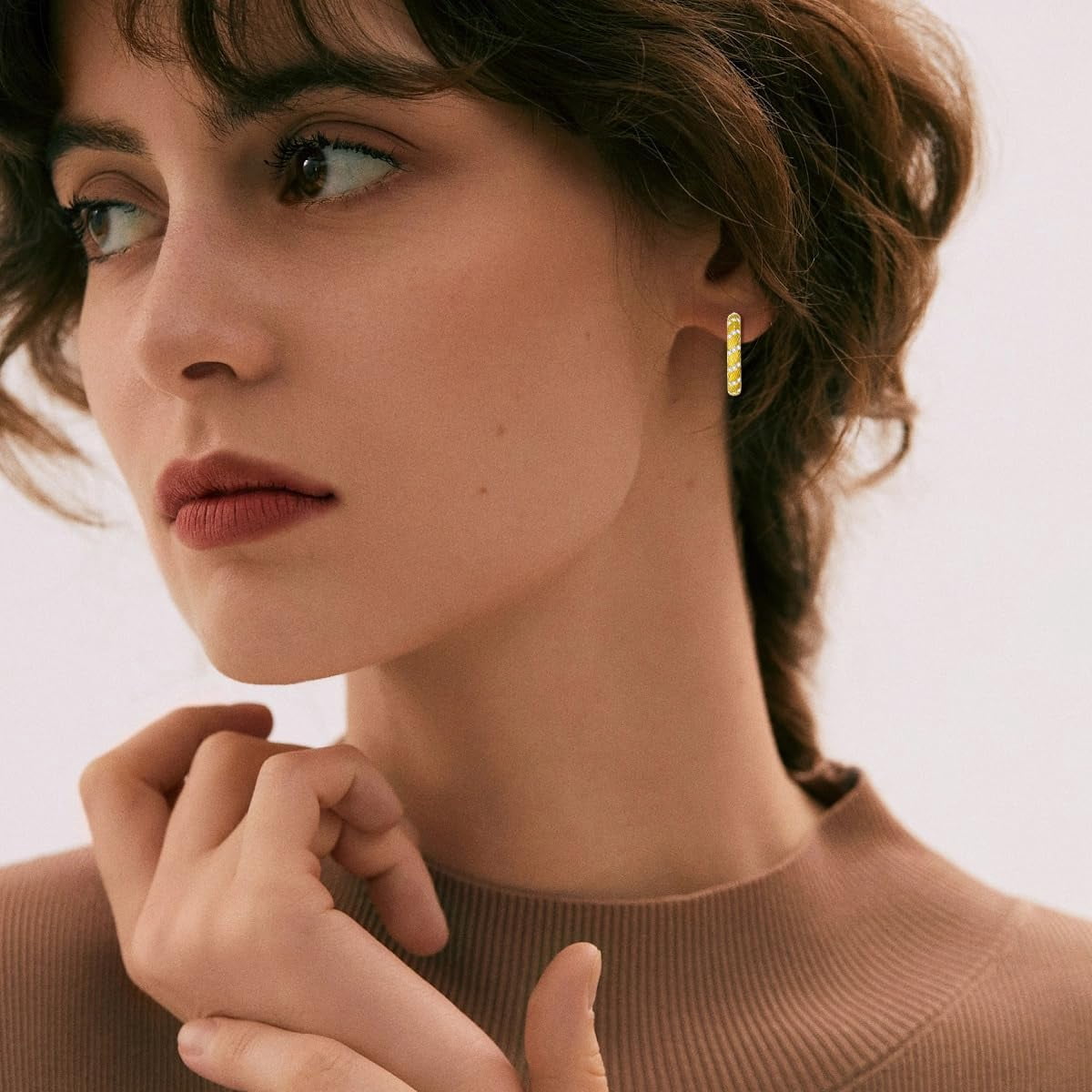 AOBOCO Small Modern Bohemian Open Hoop CZ Earrings for Women 925 Sterling Silver Post Back Hoops Earring Cubic Zirconia Hoop Earrings 14K Gold/White Gold Plating