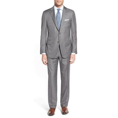 LN LUCIANO NATAZZI Two Button Men's Suit Modern Fit Ticket Pocket Jacket 2 Piece Gray
