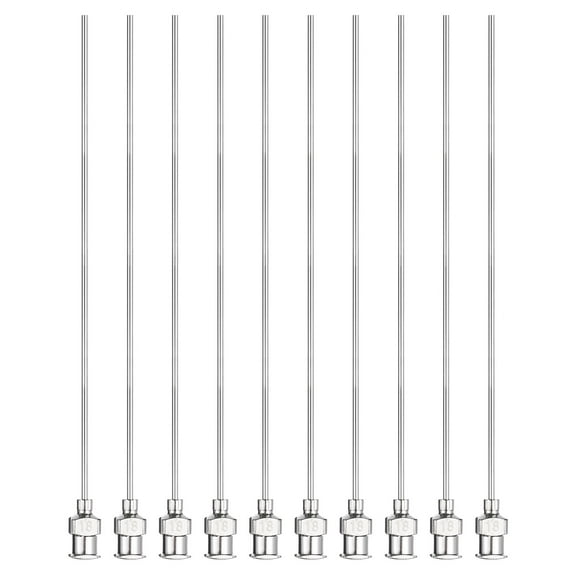 10pcs Dispensing Needles 18 Gauge 4 Inch Stainless Steel Blunt Tip Luer Connector for Refilling Glue Oil Thick Liquids Ink Lab Use, Silver
