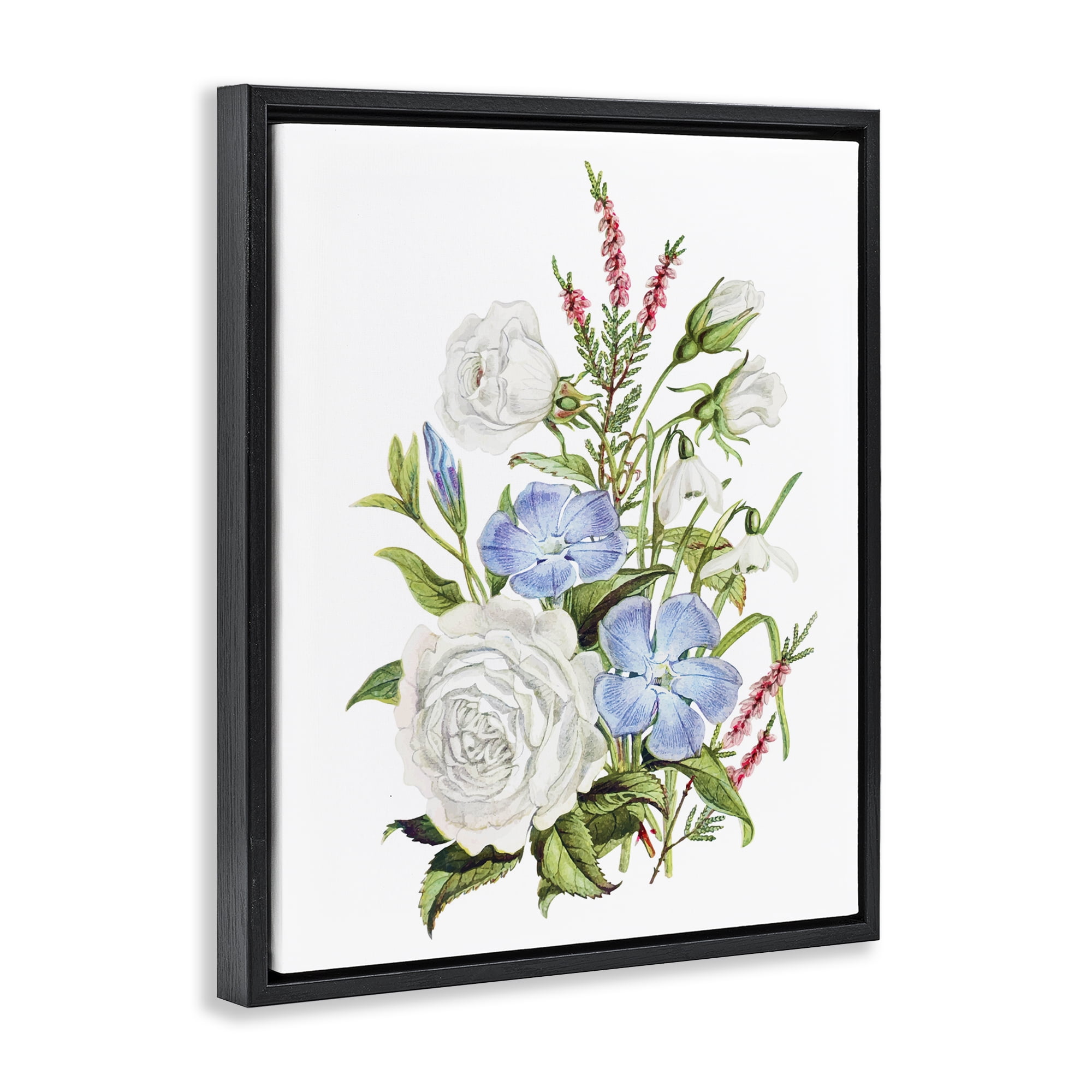 Bountiful Floral Bouquet Black Framed Floater Canvas Wall Art, design by Lettered and Lined