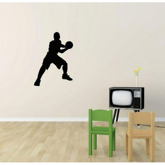 Custom Wall Decal Vinyl Sticker : Basketball Player Sports Fun Boy Girl Teen Bedroom Bathroom Living Room Mural : 16 X48" -