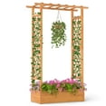 thumbnail image 1 of Costway 1 PCS 70" Wooden Raised Garden Bed with Lattice Trellis, Hanging Roof, Open-Ended Base, 1 of 10