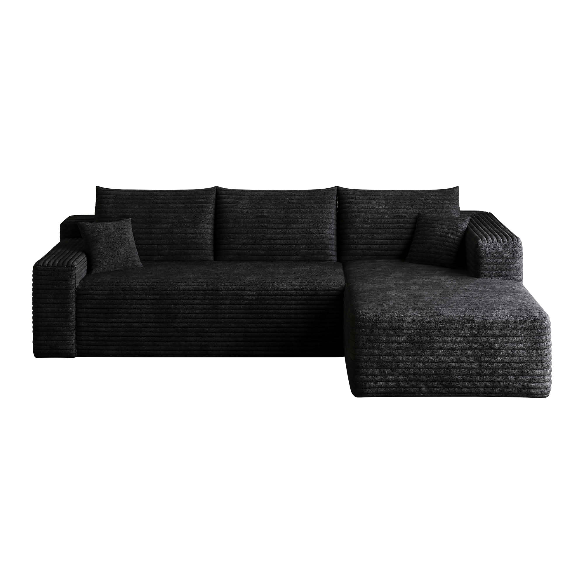 MAYEERTY 95 Inch L‑Shaped Cloud Sectional Sofa, Modern Minimalist Deep‑Seat Corner Couch, Plush Corduroy Upholstered Reversible Sofa, No‑Assembly Required for Living Room Bedroom Apartment
