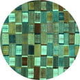 thumbnail image 1 of Ahgly Company Indoor Round Abstract Turquoise Blue Contemporary Area Rugs, 7' Round, 1 of 4
