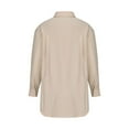 thumbnail image 5 of Women's Button up Tunic Shirt Classic Lapel Long Sleeve Tees with Pockets Wrinkle-Free Solid Work Blouse Plus Size(Khaki,L), 5 of 5