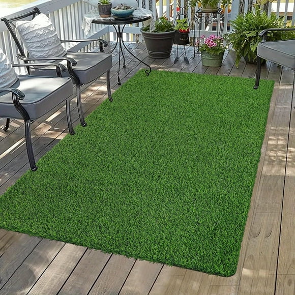HLONK Artificial Grass Carpet with Drainage Holes Available in 2 Sizes for Indoor/Outdoor Dog Grass Mats Suitable for Balcony Garden Lawn Landscape 3x5ft Density 3/10cm Grass Lengt