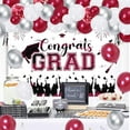 thumbnail image 5 of 67Pcs Congrats Grad Decorations 2024, Burgundy Red Graduation Decor with Congrats Grad Backdrop Red Silver Confetti Balloon Garland Arch Kit for Class of 2024 Grad Prom Graduation Supplies, 5 of 7