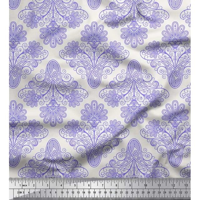 Soimoi Modal Satin Fabric Swirls & Paisley Decor Fabric Printed Yard 42 Inch Wide