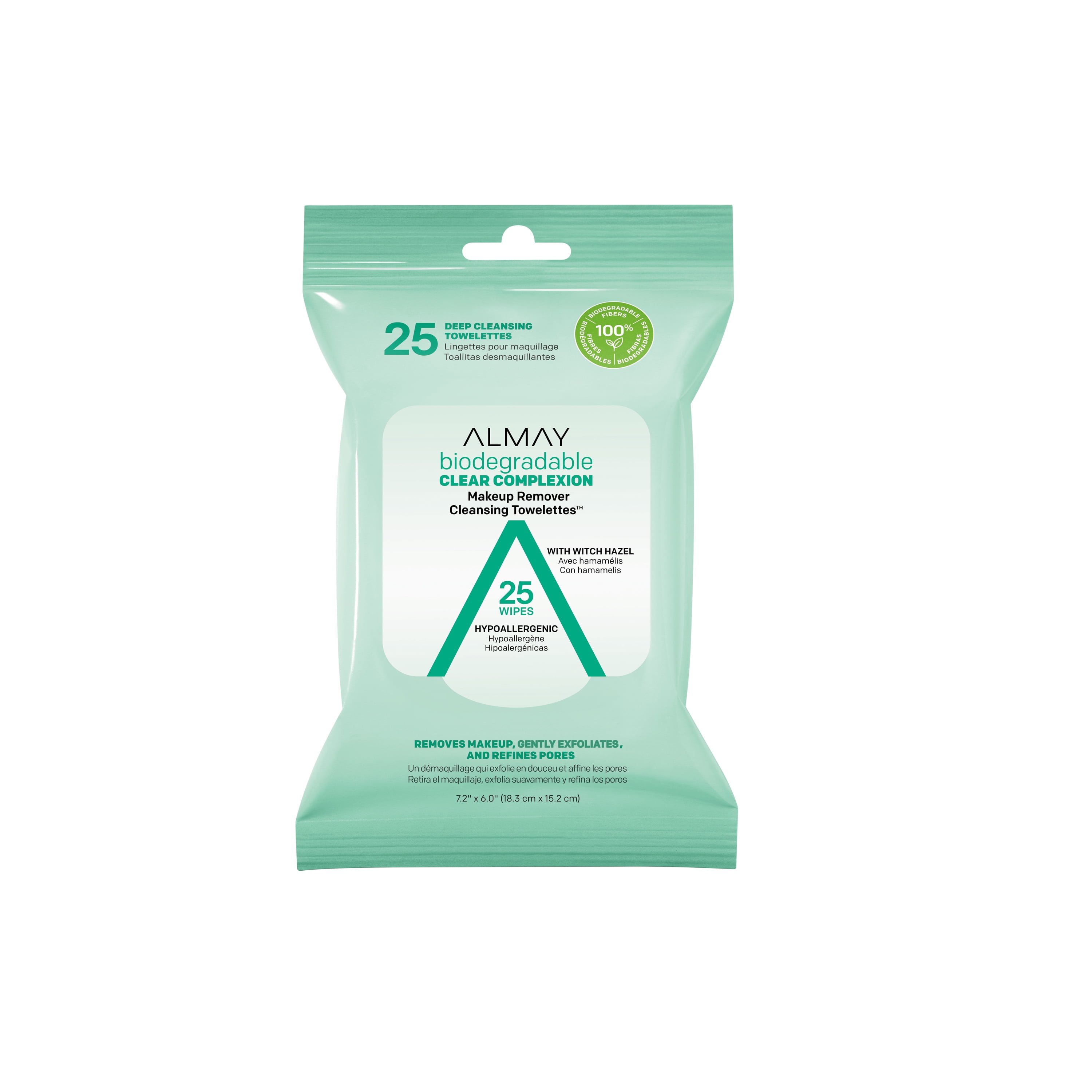 Almay Biodegradable Clear Complexion Makeup Remover Cleansing Towelettes, 25 wipes