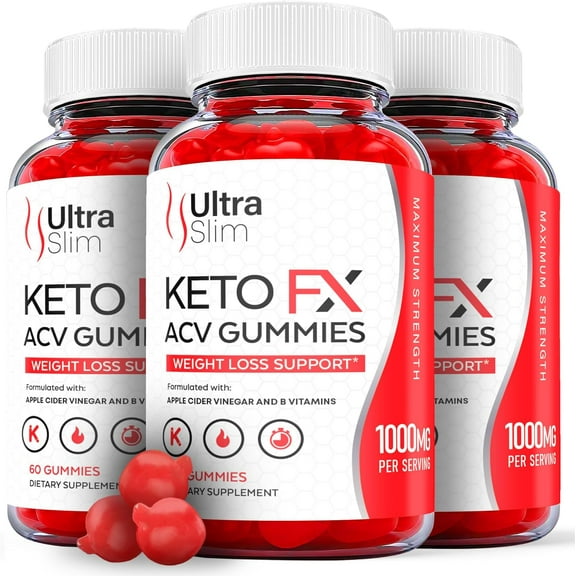 (3 Pack) Ultra Slim Keto FX Keto ACV Gummies - Apple Cider Vinegar Supplement for Weight Loss - Energy & Focus Boosting Dietary Supplements for Weight Management & Metabolism - Fat Burn - 180 Gummies