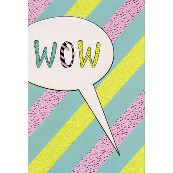 Pictura WOW Talk Bubble on Pink, Yellow, Blue Diagonals Nurse's Day Card