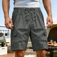 thumbnail image 2 of Men's Casual Sports Elastic Waist Drawstring Pocket Workwear Shorts, Athletic Joggers Cargo Shorts, Quick Dry Lightweight Summer Workout Shorts for Gym Running Hiking, | AKLJWH,Army Green L, 2 of 9