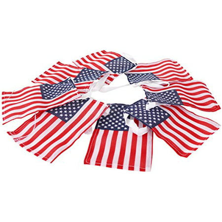 American Flag Garland: 9' Long, Fabric Fourth of July Garland (Small