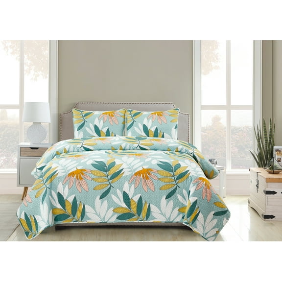 GLORY HOME-3 PIECE PRINTED QUILT SET