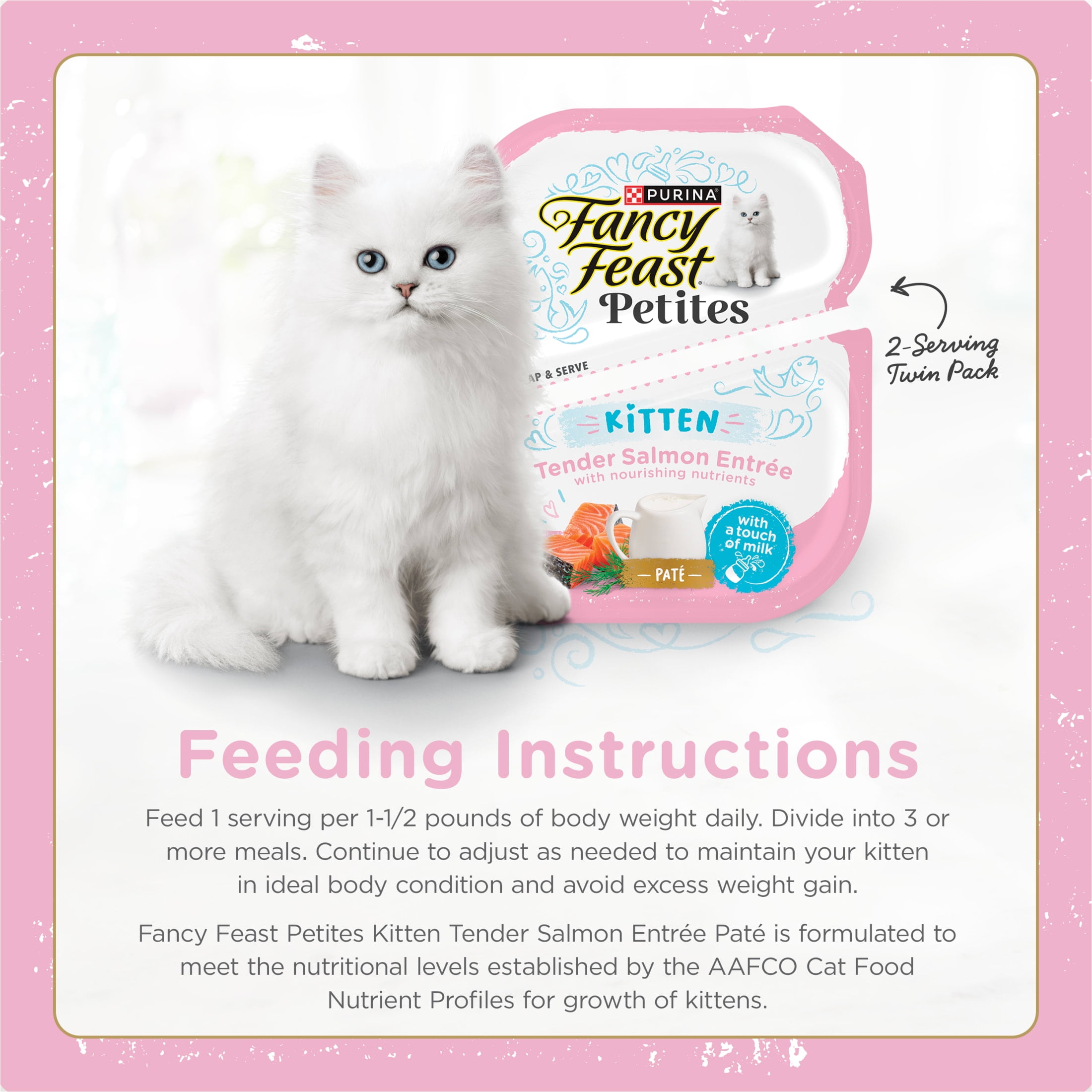 (12 pack) Purina Fancy Feast Gourmet Gravy Petites Tender Salmon Pate Gourmet Wet Kitten Food, 2.8 oz Tub