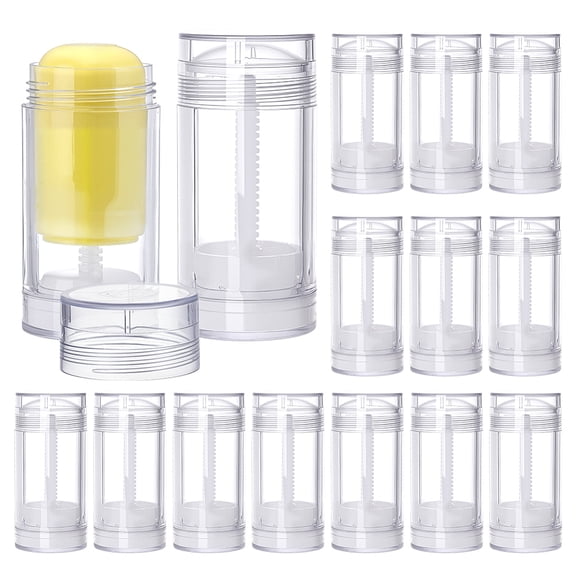 Plastic Twist Up Deodorant Bottles Refillable Bottom Refilling Round Stick Column Clear 36x78mm Capacity: 30ml(1.01fl. oz) DIY