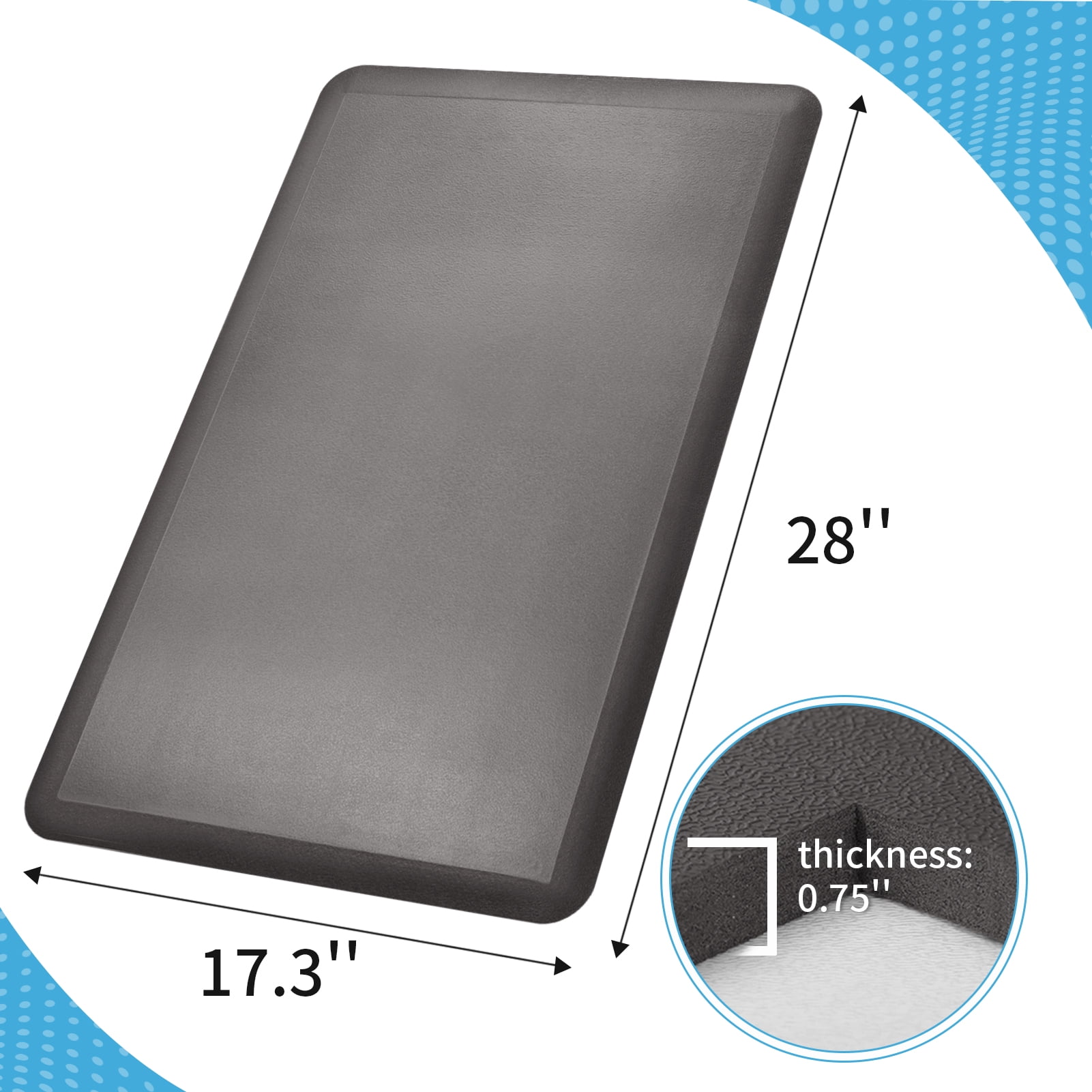 Art3d 28"x17.3" Kitchen Mat,3/4" Thickened Anti-Fatigue Floor Mat,Non Slip Foam Comfort Standing Mat (Dark Grey)