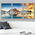thumbnail image 3 of wall26 Framed Canvas Print Wall Art Set Sunset Snowy Mountain Range Lake Nature Wilderness Photography Realism Decorative Landscape Colorful for Living Room, Bedroom, Office - 16"x24"x3 WHI, 3 of 5