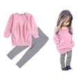thumbnail image 1 of Cm C&M Wodro Ropa Para Niñas Pequeñas, Conjunto De Camisetas De Manga Larga Cálidas De Invierno Y Pantalones Largos (Rosa-2 5-6X), 1 of 1