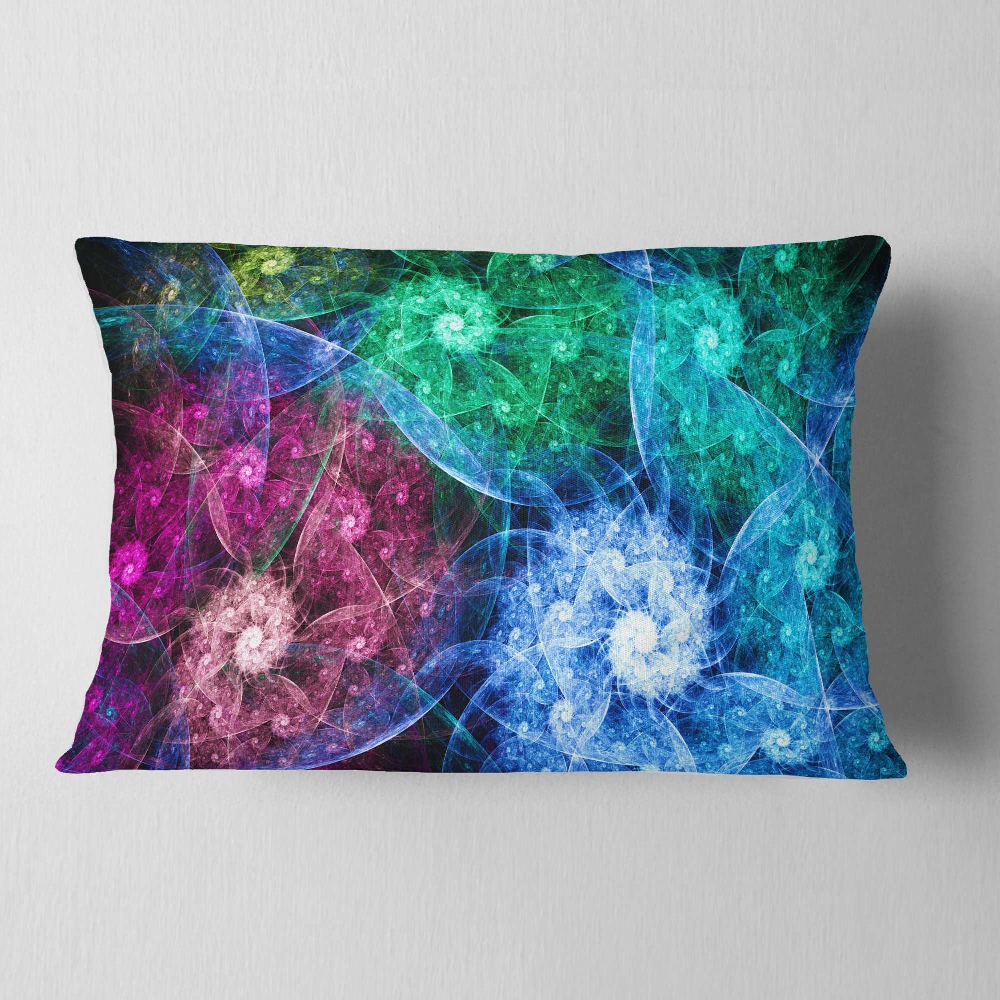 Designart Multi Color Bright Exotic Flowers - Abstract Throw Pillow - 12x20